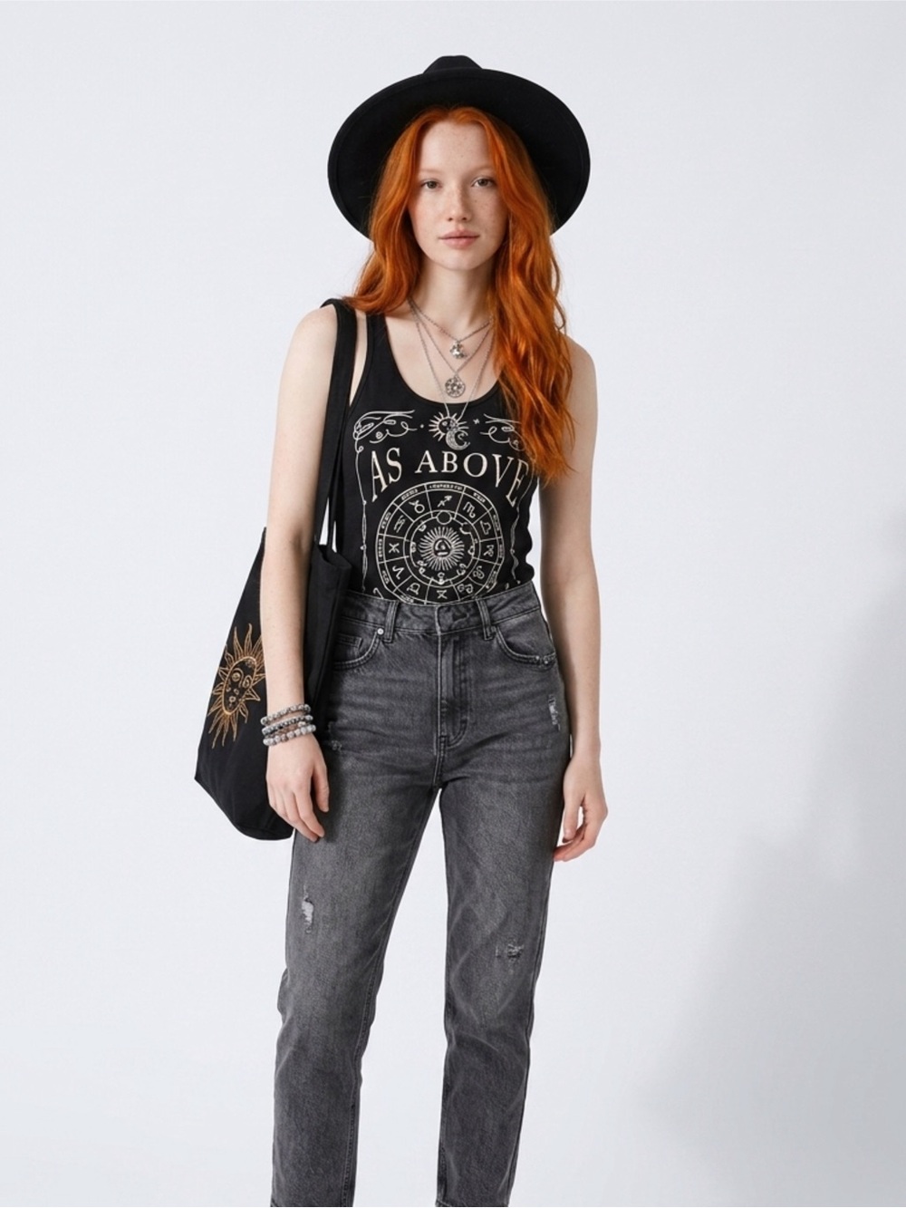 As Above So Below Black Graphic Tank Top